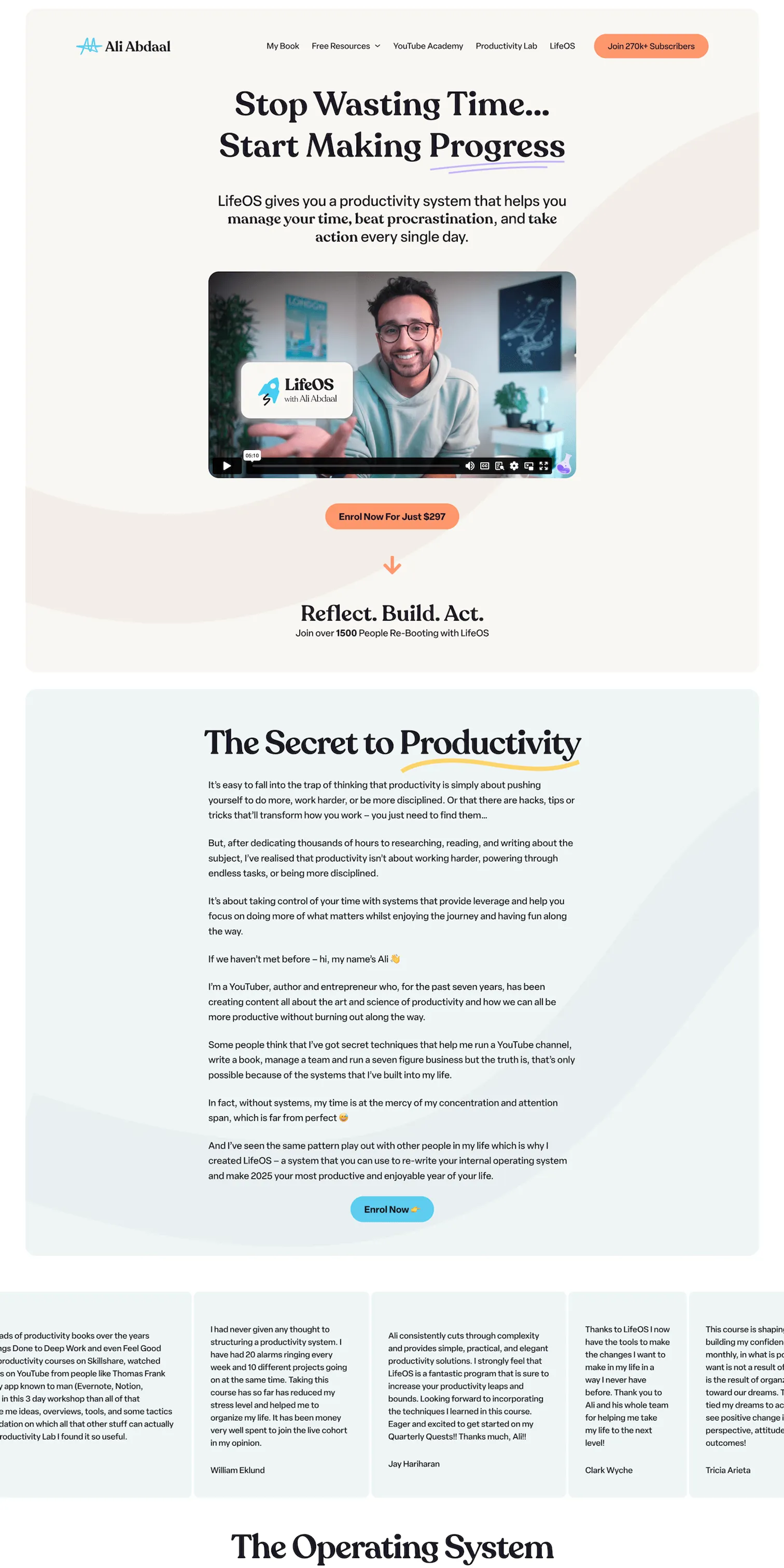 Website preview of "LifeOS"