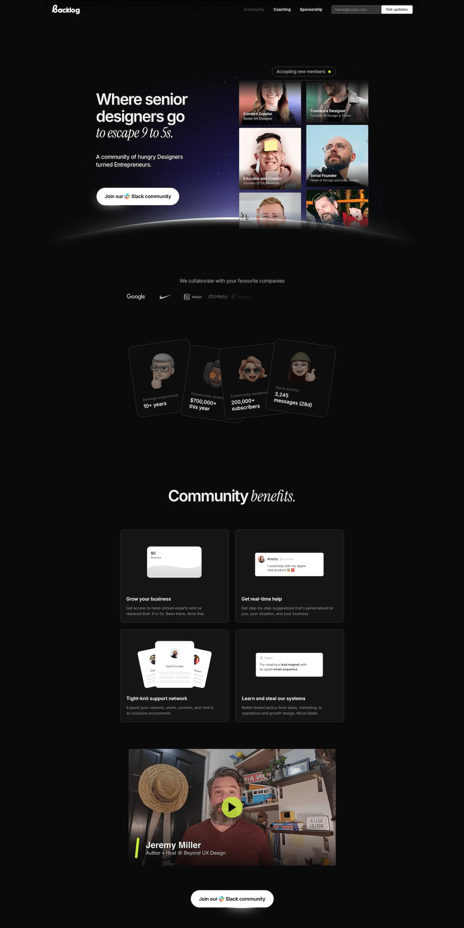 Website preview of "Community for Designpreneurs"