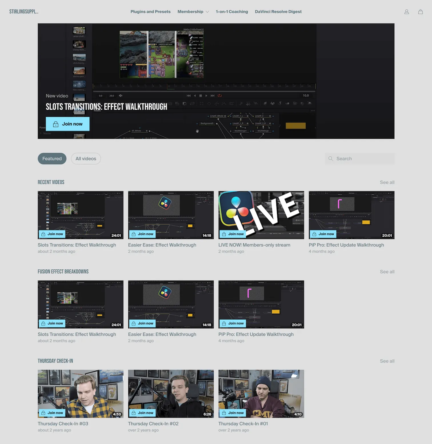 Website preview of "DaVinci Resolve effect walkthroughs"