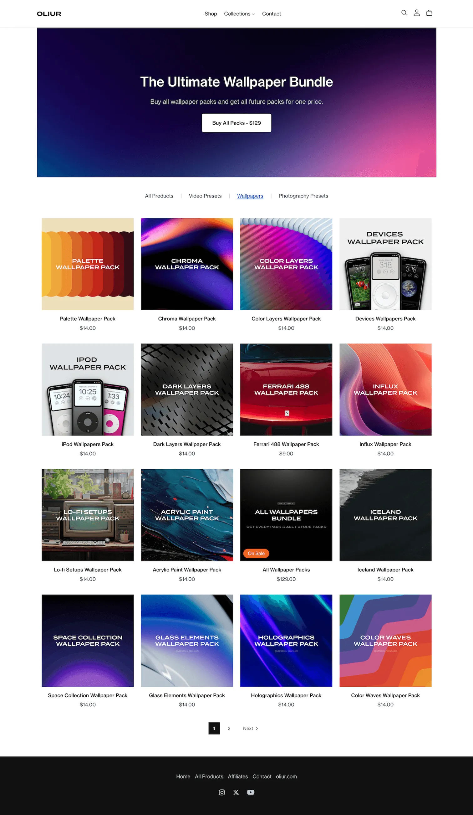 Website preview of "Oliur's Wallpapers"