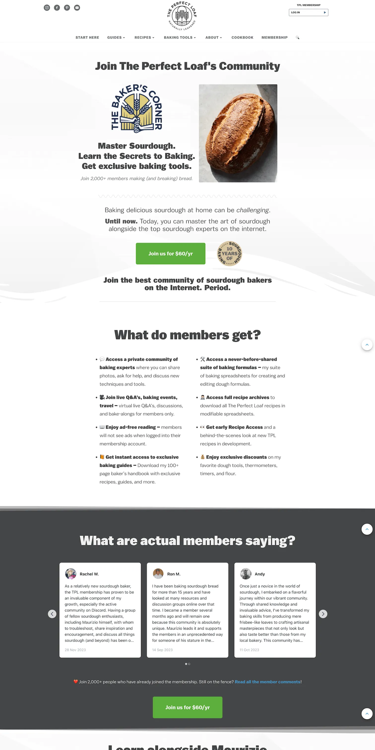 Website preview of "The Perfect Loaf's Community"