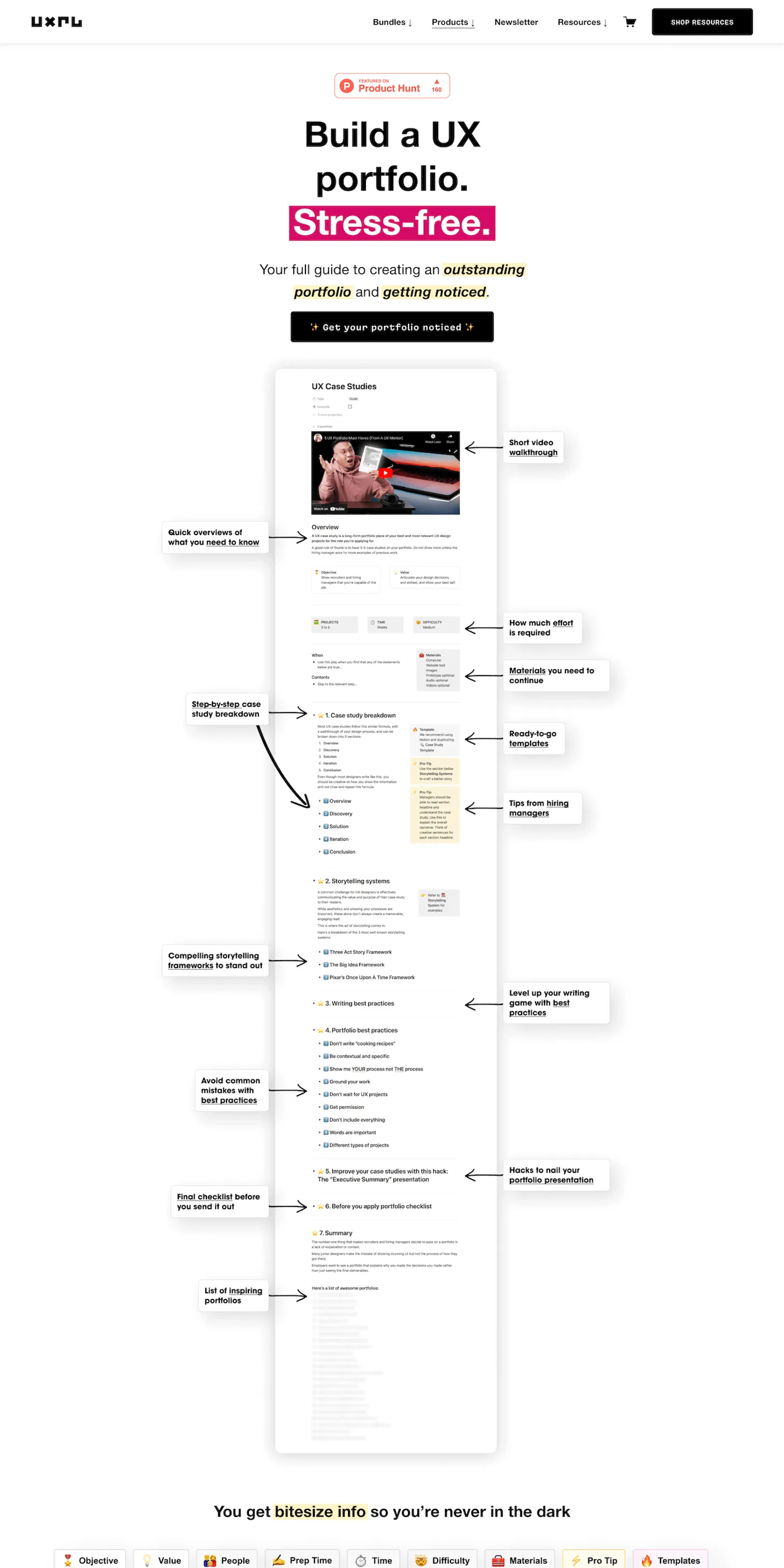 Website preview of "UX Portfolio Playbook"